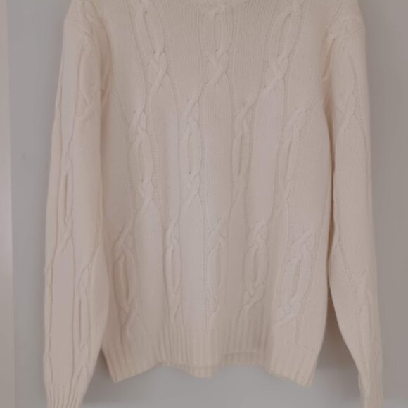 Talbots Women’s XL Cable Knit Sweater Wool Angora Blend Mock Neck Cream White - Picture 5 of 5